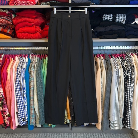 The Workshop Pants - The Workshop black elastic back 4 pocket wide leg trousers size S NWT